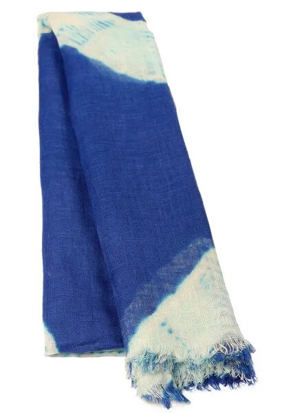 HeritageModa HeritageModa Handgefertigter Damen-Leinenschal, Marrakesch-blau, – Produktbild 1 von 4