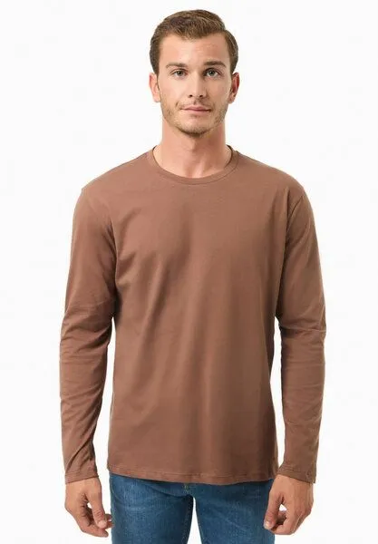 ORGANICATION ORGANICATION Langarmshirt aus Bio-Baumwolle, Cocoa brown, – Produktbild 1 von 4