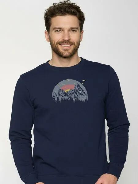 GreenBomb GREENBOMB Peak Circle Wild - Gemütliches Sweatshirt aus Bio-Baumwolle / hochwertiger Print / GOTS / Fair & Vegan, Blau (marineblau), – Produktbild 2 von 4