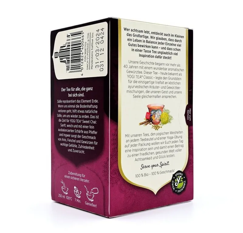 Yogi Tee Yogi Tee Tee YOGI TEA Sweet Chai Bio Filterbeutel 17X2.0g – Produktbild 2 von 2
