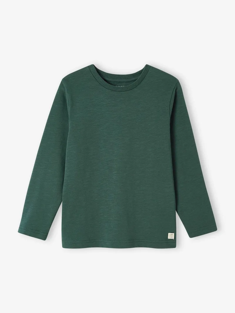 Vertbaudet Jungen Langarmshirt BASIC, Tannengrün, – Produktbild 1 von 2