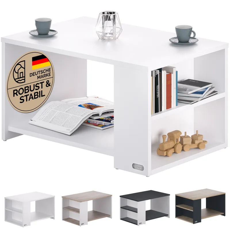 Casaria® Couchtisch Santa Cruz Weiß 90x60x50cm, Weiß, – Produktbild 2 von 2