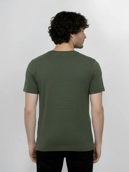 GreenBomb GREENBOMB Basic Spice - Sportliches T-Shirt aus Bio-Baumwolle / GOTS / Fair & Vegan, Grün (herb stripes), – Produktbild 4 von 4