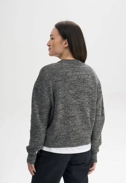 MELA MELA Rippstrick Pullover ADAH aus 100% Bio-Baumwolle, Black pepper speckles, – Produktbild 2 von 4