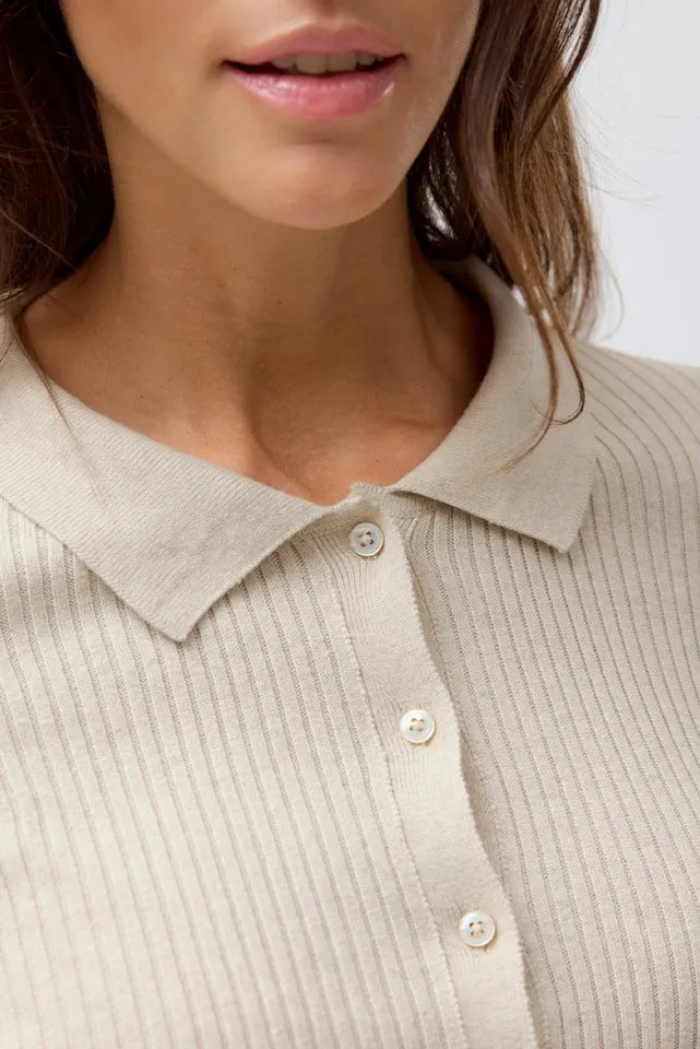 People Wear Organic People Wear Organic Strickjacke grau mélange GOTS zertifiziert, Braun, – Produktbild 4 von 5