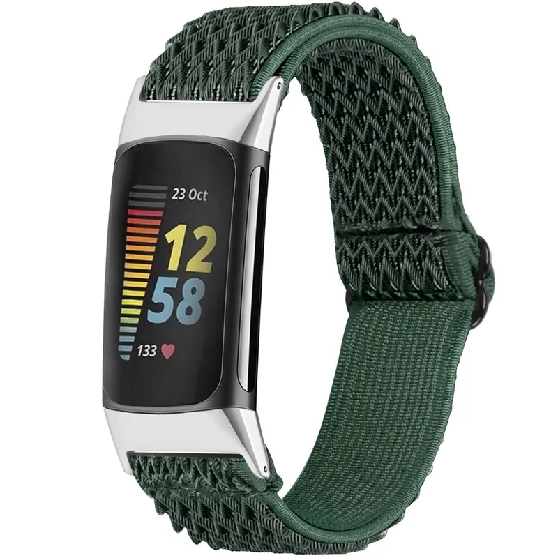 imoshion imoshion Elastisches Nylonarmband für Fitbit Charge 5 / 6, Grün, – Produktbild 1 von 1