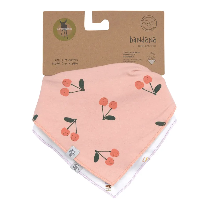 Lässig Lässig 2er-Pack Dreieckstücher Happy Kirschen, Rosa | mehrfarbig, – Produktbild 3 von 3
