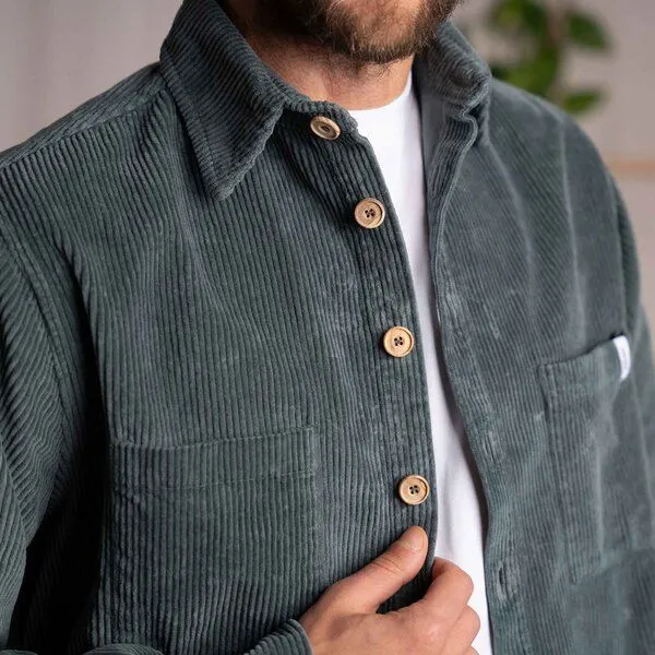 Vresh Clothing Vresh Clothing Vinley - Cord Hemd aus Biobaumwolle, Balsamgrün, – Produktbild 3 von 4