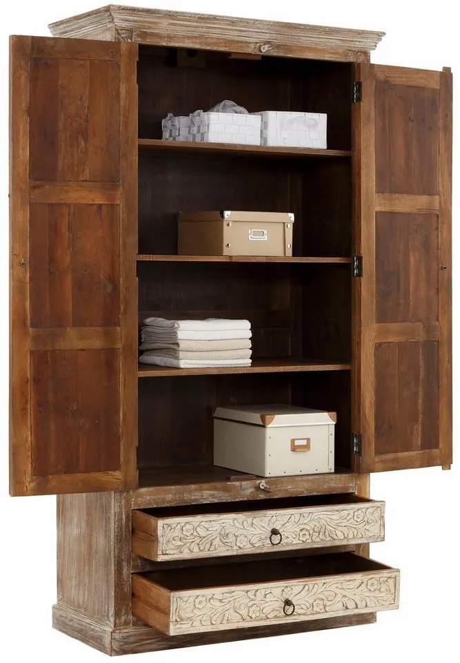 OTTO home Stauraumschrank Malati Mehrzweckschrank mit 2 Türen, 2 Schubläden & dekorative Fräsung Breite 105 cm, Braun, – Produktbild 1 von 5