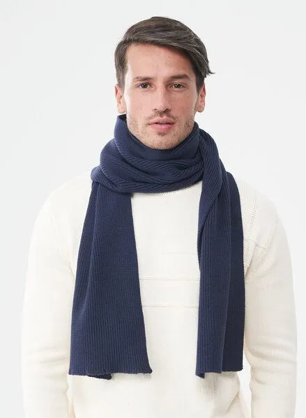 ORGANICATION ORGANICATION Unisex Strickschal aus Bio-Baumwolle, Navy, – Produktbild 3 von 4