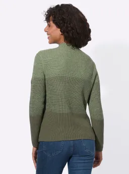 Witt Stehkragenpullover eucalyptus-khaki-geringelt – Produktbild 1 von 1