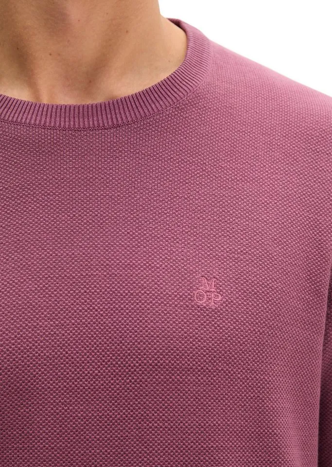 Marc O'Polo Marc O'Polo Rundhalspullover regular aus Bio-Baumwoll-Piqué, Rot, – Produktbild 3 von 5