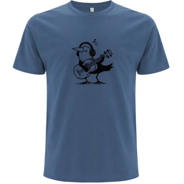 Spreecult Spreecult Gitarren Vogel - Bio und Fair - Männer Unisex T-Shirt - Guitar Bird, Blau, – Produktbild 1 von 2