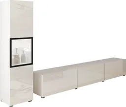 Home affaire Wohnwand BERLIN I, Vitrine Türschlag links/rechts wechselbar, (Komplett-Set, 2-St), moderne grifflose Mediawand Breite 220 cm, Vitrine mit Verglasung – Produktbild 1 von 1