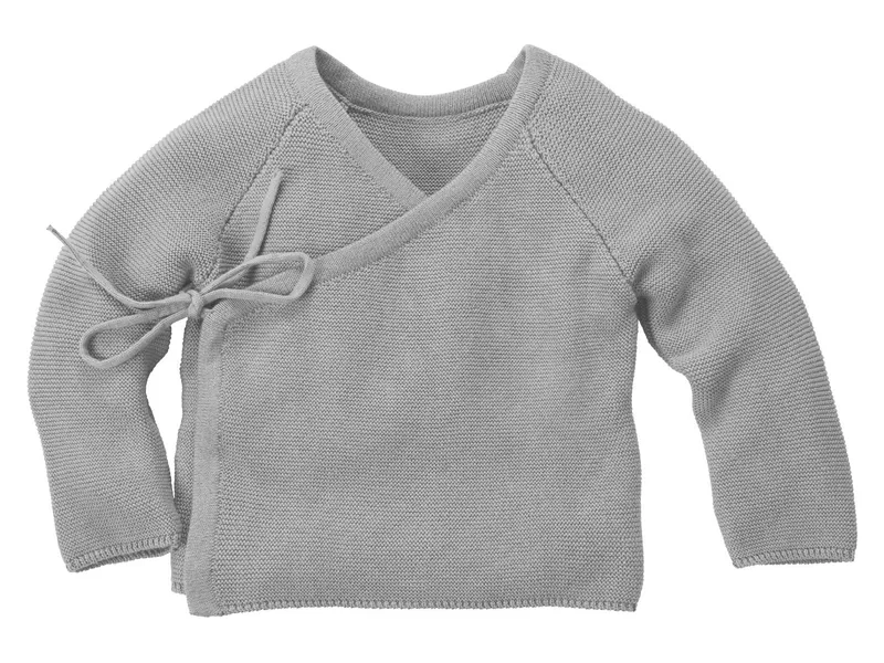 HANS NATUR Baby und Kinder Jacke zum Wickeln Strick-Qualität Bio-Baumwolle graph. Gr. 98/104, Grau, – Produktbild 1 von 2