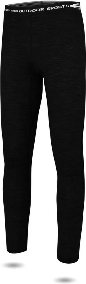normani Thermounterhose Kinder Merino Unterhose Mackay Unisex Ski-Thermounterhose Funktionshose aus 100 % Bio-Merinowolle, Schwarz, – Produktbild 2 von 2