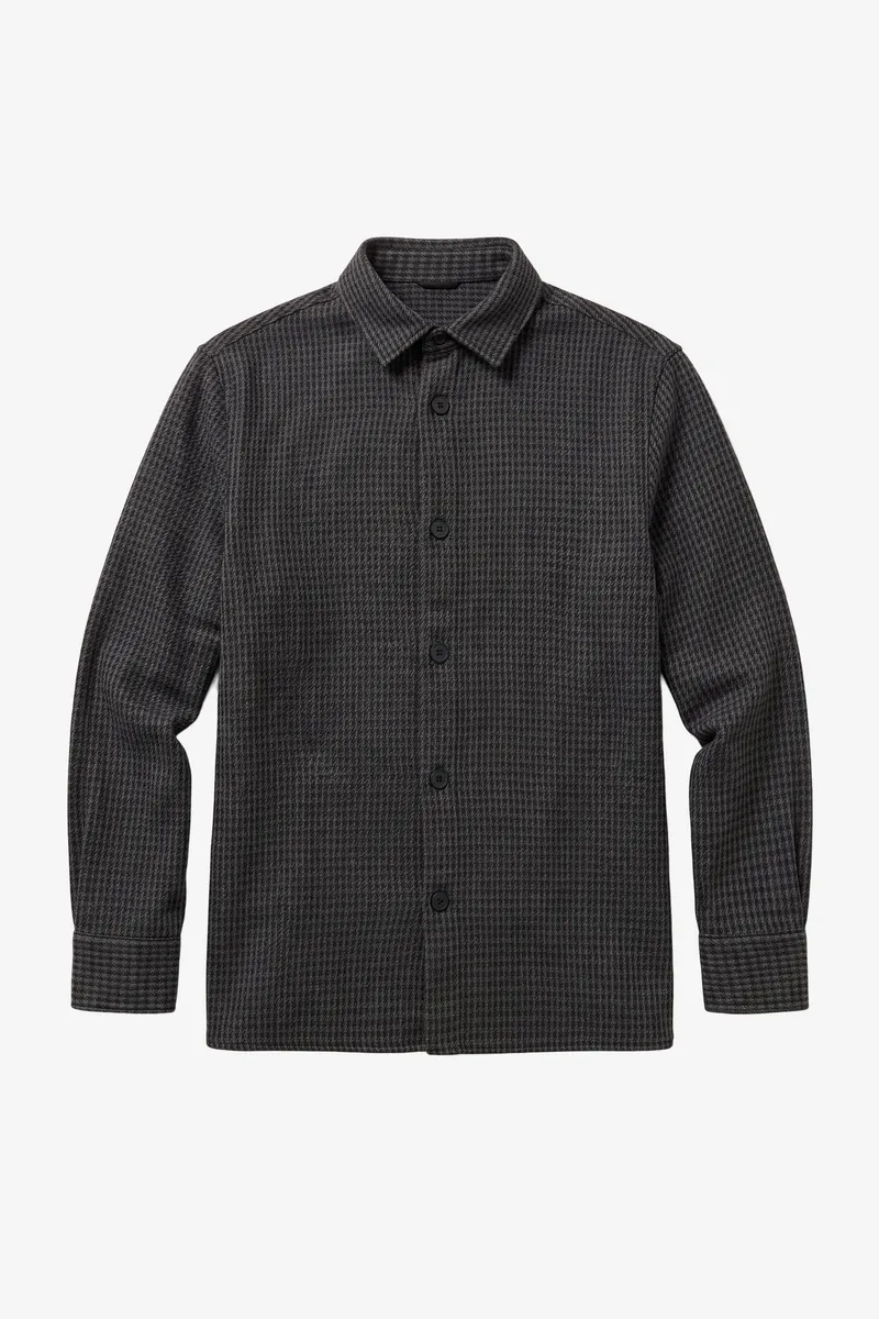 KnowledgeCotton Apparel KnowledgeCotton Apparel Herren vegan Overshirt Loose Hahnentritt Grau Kariert, Grau, – Produktbild 1 von 2
