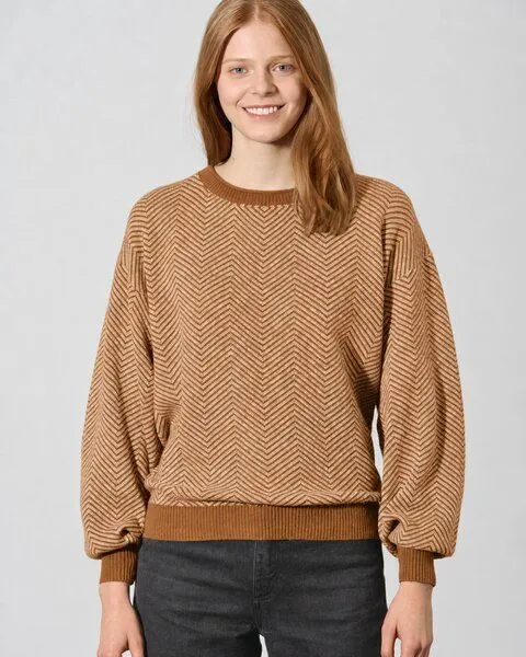 HempAge Hempage Moderner Jacquard Pullover Hanf/Biobaumwolle, Almond(braun), – Produktbild 2 von 4