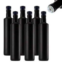 mikken mikken Ölflaschen 500 ml mit Ausgießer matt schwarz runde Dosierflasche 0,5 L mit Etiketten – Produktbild 1 von 1