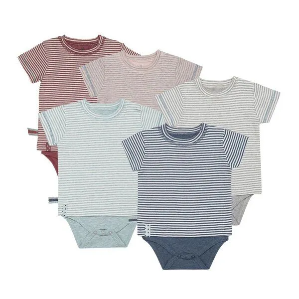 OrganicEra Baby S/S T-shirt Body gestreift 'OrganicEra' aus Bio-Baumwolle, Grau, – Produktbild 4 von 4