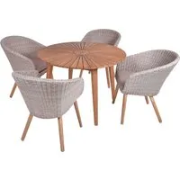 Gartenmöbel-Set "FREMONT/VISALIA 01" 5-tlg. 1 Tisch Akazie, 4 Sessel KSgefl. hellgrau – Produktbild 1 von 1