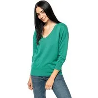 YTWOO YTWOO Damenpullover mit V-Ausschnitt aus Bio-Baumwolle und Lyocell TENCEL, Grün, – Produktbild 1 von 1