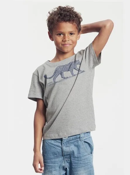 Peaces.bio - handbedruckte Biomode Peaces.bio - handbedruckte Biomode Bio-Kinder T-Shirt Leopard, Hellgrau, – Produktbild 3 von 3