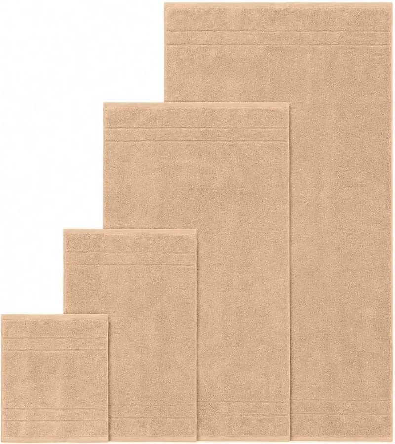 OTTO home Handtuch Set Inga, 3 Qualitäten, Duschtücher, Handtücher, Gästetücher, Seiftücher, Walkfrottier (10-St), Handtücher mit feiner Bordüre, 100% Baumwolle, Beige, – Produktbild 6 von 8