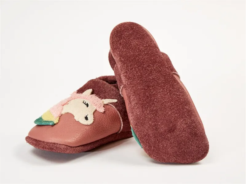 Pantolinos Pantolinos Baby und Kinder Hausschuhe Krabbelschuhe Ecopell Leder Einhorn, Lila, – Produktbild 2 von 2