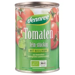 dennree Tomaten mit Basilikum, fein-stückig – Produktbild 1 von 1