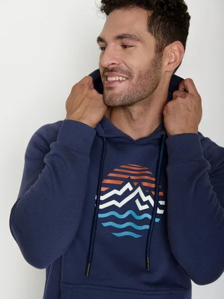 GreenBomb GREENBOMB Mountain Stripes Trek - Hoodie aus Bio-Baumwolle mit Raglan-Arm / hochwertiger Print / GOTS / Fair & Vegan, Blau (marineblau), – Produktbild 2 von 4