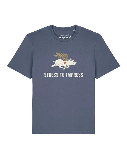 watapparel watapparel T-Shirt Unisex Stress to impress, Blue grey, – Produktbild 1 von 2