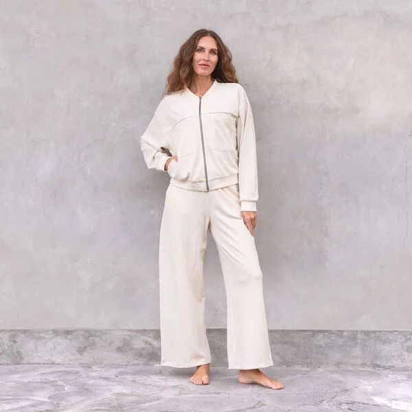 Jaya Jaya DAPHNE WAFFLE - Jeans-Loungewear! Weite Hose im Marlene Stil, Blue, – Produktbild 2 von 2