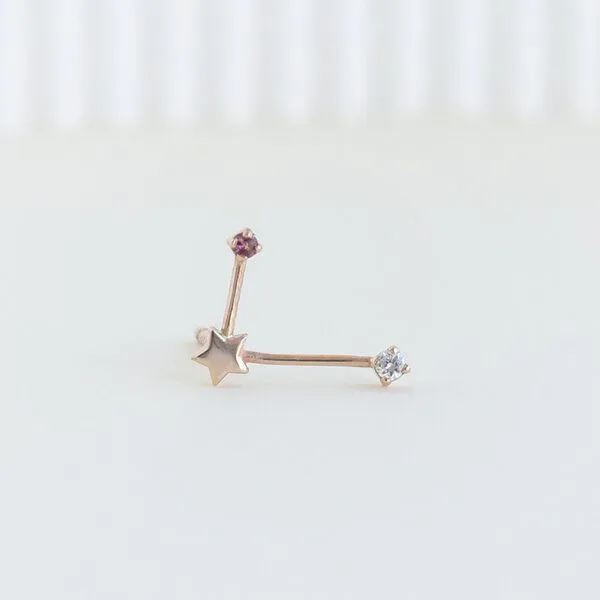 Eppi Eppi Goldener Ohrring mit Sternzeichen Libra, Rosa, – Produktbild 1 von 4