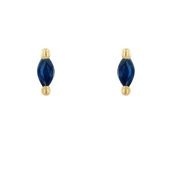Eppi Eppi Minimalistische Ohrstecker mit blauen Saphiren Daina, Gelb, – Produktbild 1 von 4
