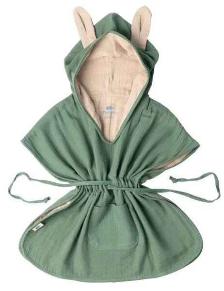 Mababu Mababu Musselin Badeponcho aus 100% Bio-Baumwolle, OEKO-TEX® STANDARD 100 & GOTS zertifiziert, für Kinder (1-3 Jahre, 4-7 Jahre), Khaki/beige, – Produktbild 1 von 4