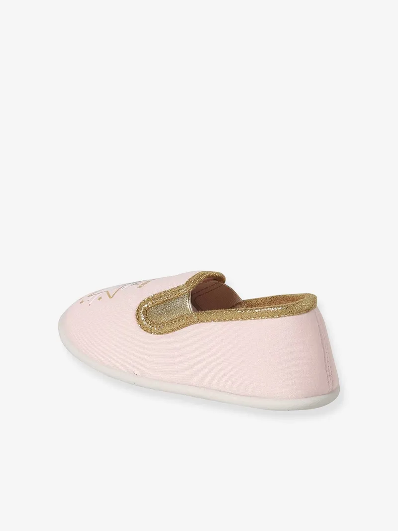 Vertbaudet Stoff-Hausschuhe mit Stern- und Einhorn-Print, Rosa bedruckt, – Produktbild 4 von 4