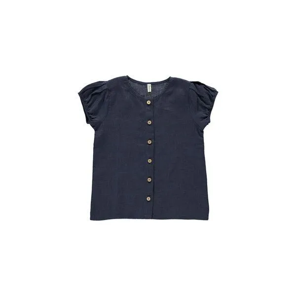PETER JO PETER JO Shirt Gerbera aus Leinen, Blau, – Produktbild 1 von 3