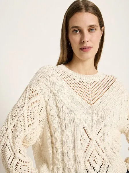 LANIUS LANIUS Lochstrick Pullover aus Bio-Baumwolle, Off white, – Produktbild 4 von 4