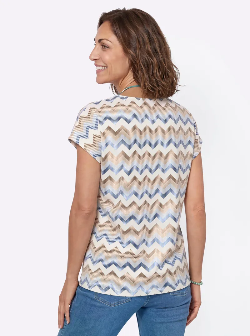 Witt Kurzarmshirt hellblau-beige-bedruckt, Hellblau-beige-bedruckt, – Produktbild 2 von 2