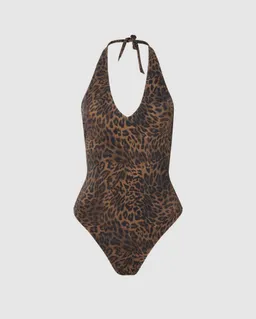 Understatement Understatement Damen vegan Badeanzug Neckholder Dark Leopard – Produktbild 1 von 1