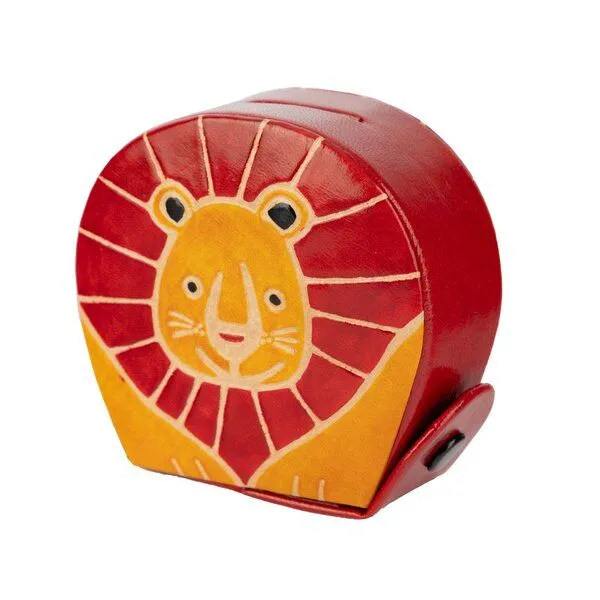 El Puente El Puente Spardose "Löwe" | Fair Trade & Handmade aus Indien, Rot,gelb, – Produktbild 1 von 1
