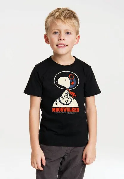LOGOSH!RT LOGOSH!RT - Peanuts - Snoopy - Moonwalker - Bio T-Shirt - Comic Print - Kinder, Schwarz, – Produktbild 3 von 4