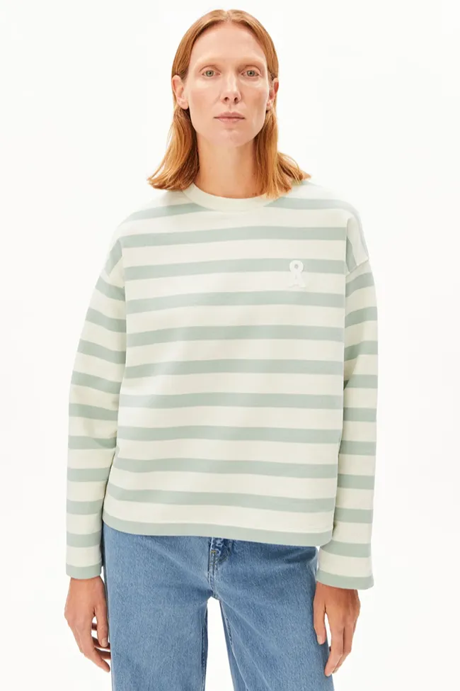 ARMEDANGELS ARMEDANGELS Damen vegan Pullover Frankaa Bold Foam Grün & Weiß, Weiß, – Produktbild 2 von 2