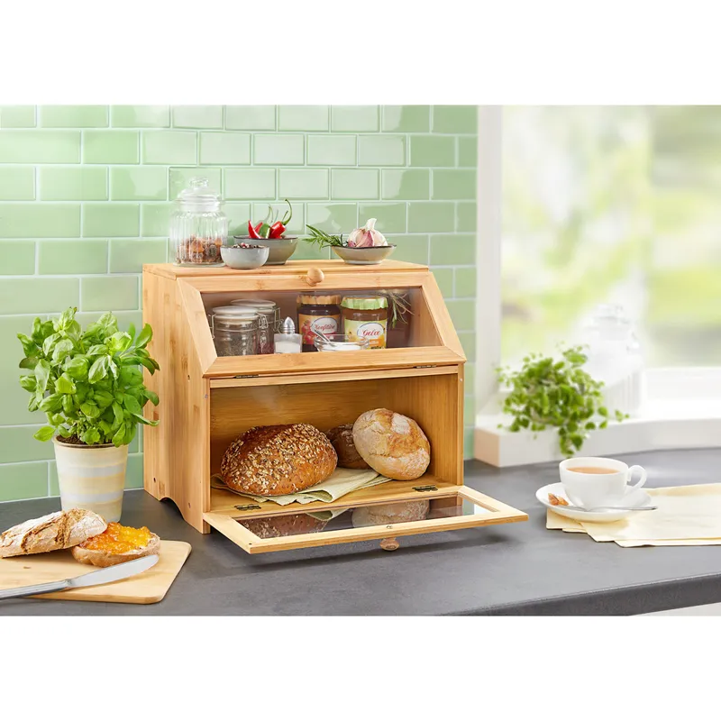 genialo genialo Brotkasten mit 2 Fächern, Holz, Braun, – Produktbild 2 von 3