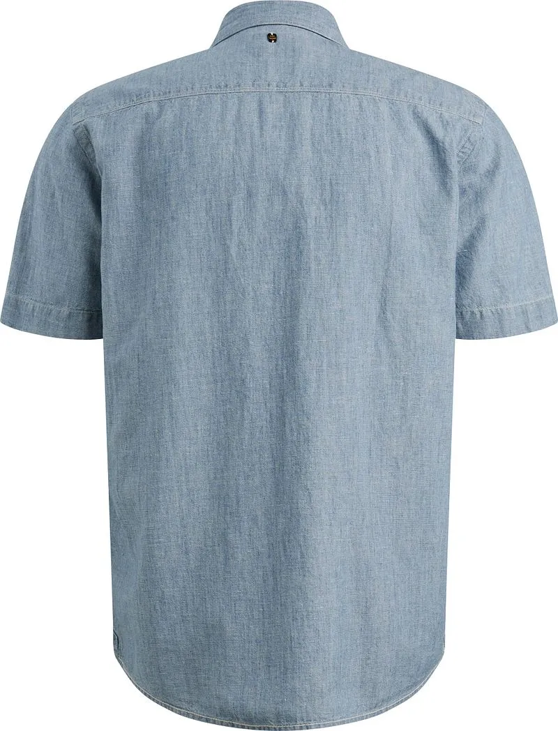 PME Legend PME Legend Short Sleeve Hemd Coton Linnen Chambray Indigo, Blau, – Produktbild 5 von 5