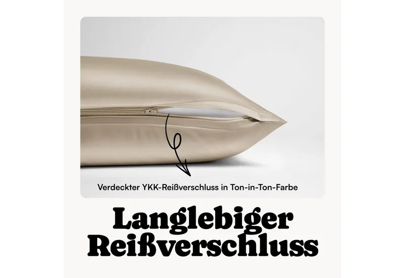 Seralino Bettwäsche Mako Satin Bettwäsche (100% Bio Baumwolle) mit Kissenbezug, 2 teilig, Fairtrade/ GOTS zertifiziert, uni Bettwäsche Set mit Reißverschluss, Braun, – Produktbild 4 von 5