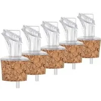 Kork Deko Kork-Deko 5er-Pack Kunststoff-Ausgießer mit Kork-Stopfen | breit | geeignet für Öl, Essig, Spirituosen oder Liköre – Produktbild 1 von 1