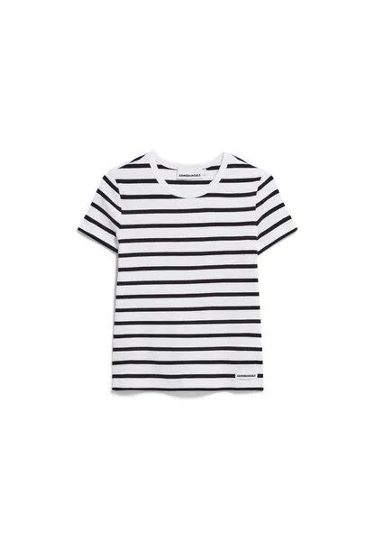 ARMEDANGELS ARMEDANGELS KARDAA STRIPES Damen Ripp-T-Shirt aus Bio-Baumwoll Mix, White-black, – Produktbild 4 von 4