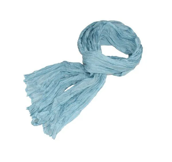 Schönes aus Indochina Schönes aus Indochina Seidenschal Crinkle einfarbig, Hellblau, – Produktbild 2 von 3